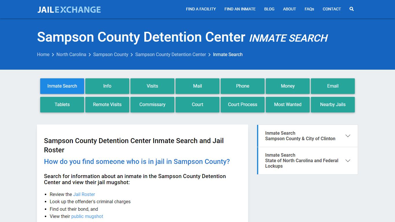 Sampson County Detention Center Inmate Search - Jail Exchange